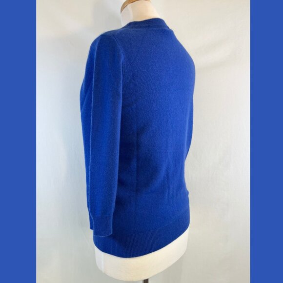 J.Crew Italian Cashmere Crewneck Royal Blue 3/4 Sleeve Sweater - size M - Picture 8 of 11